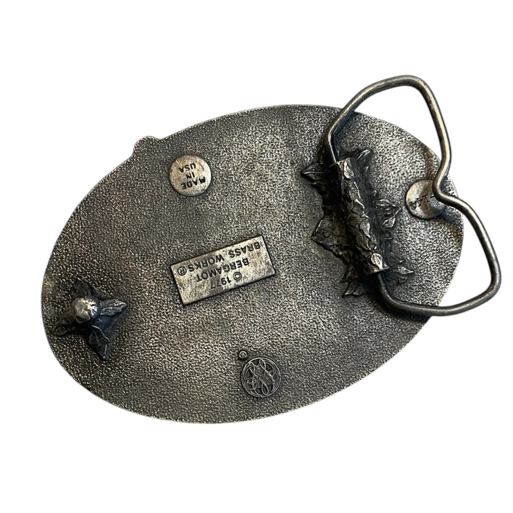 Vintage Collectors.Bergamot Brass Works Belt Buckle 1977 3D Bass Gray Bergamot - Picture 5 of 9